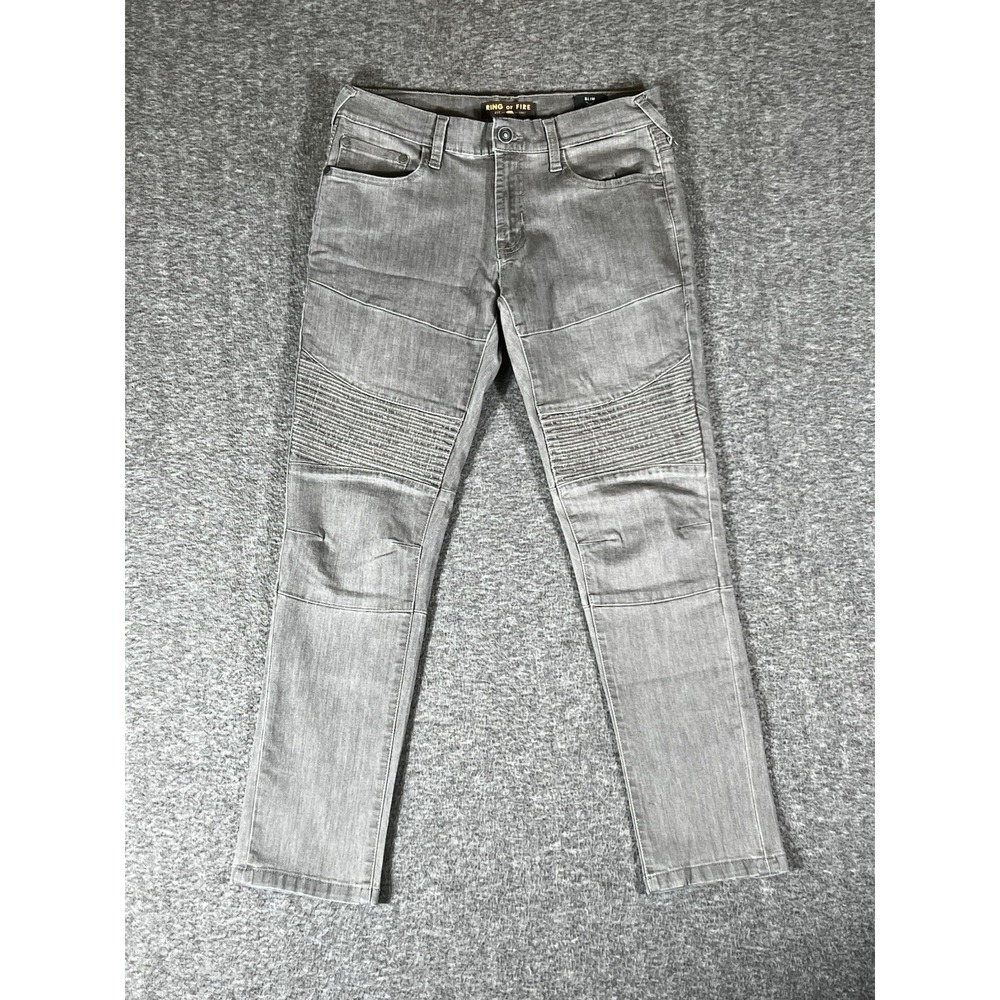 Ring of Fire Jeans Stretch Slim Fit Gray Denim Mens Size‎ 31x27